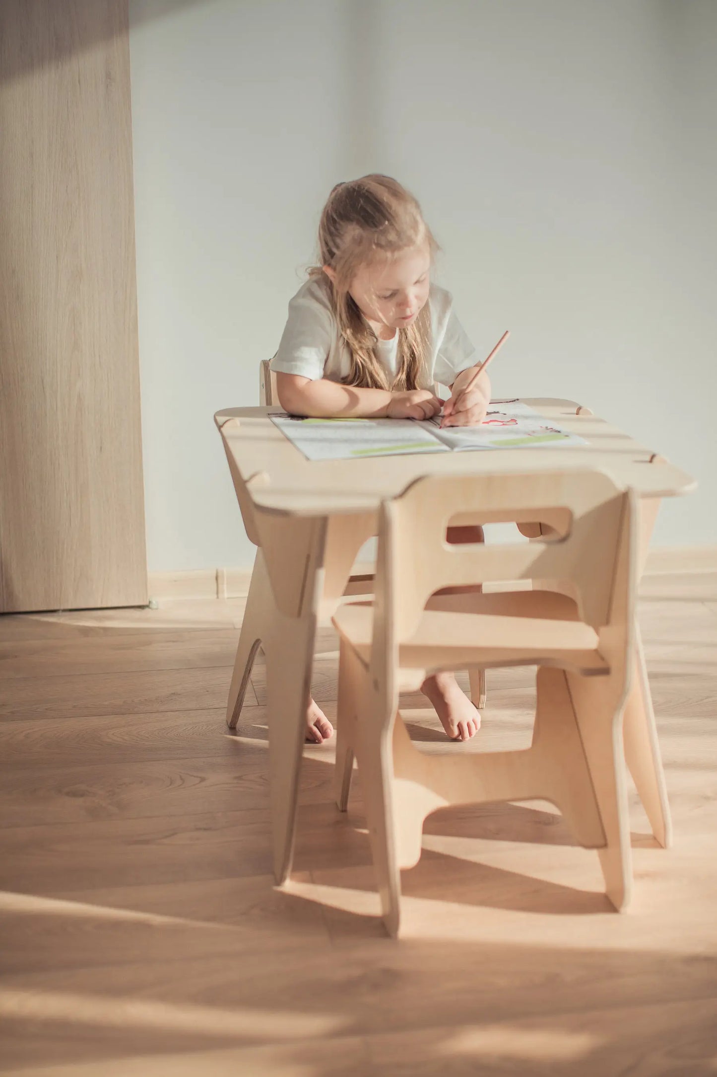 Kids wooden table and chair set