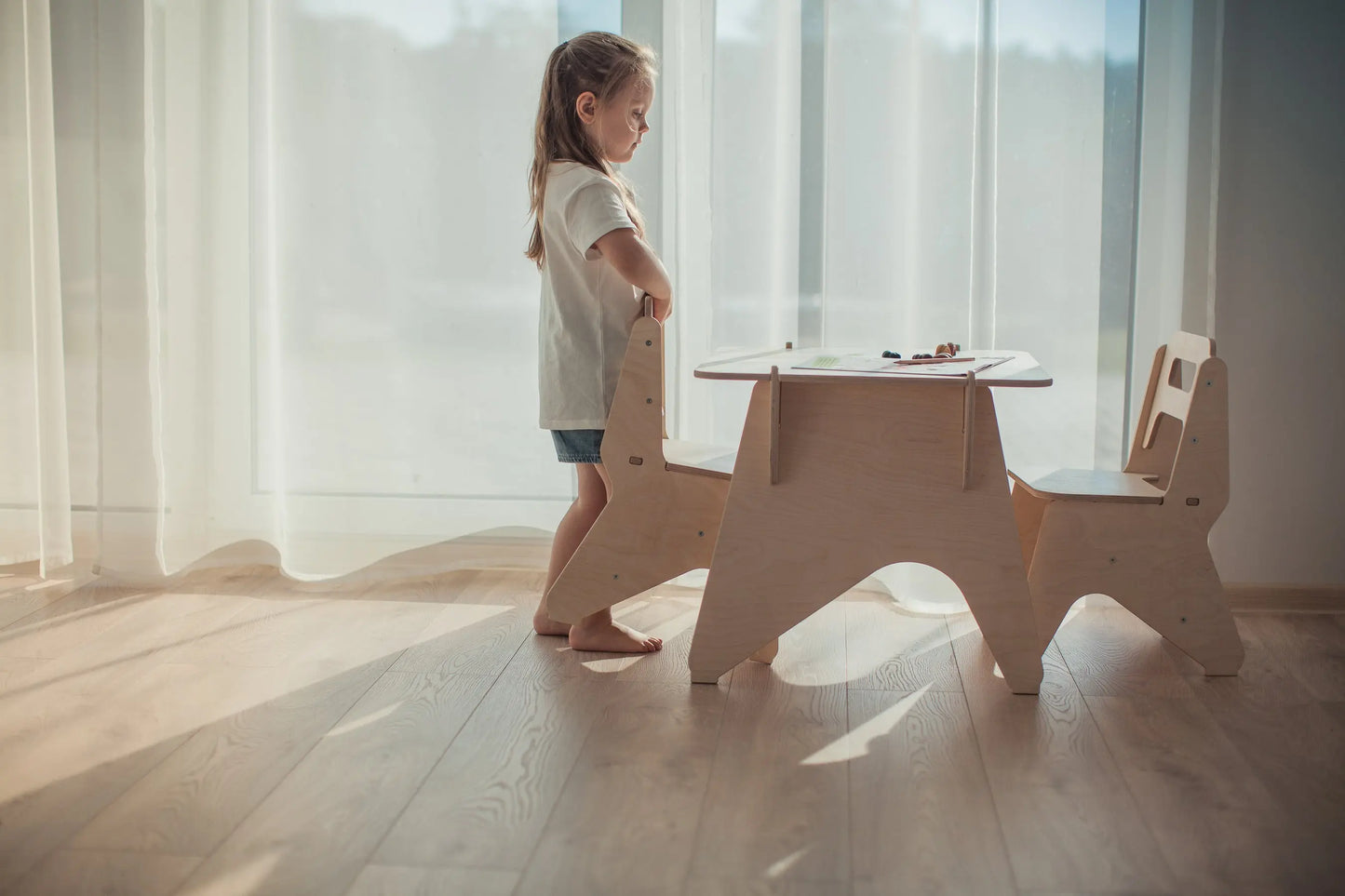 Baltic Birch Kids Table and Chair Set - Nando/Hiruster Upro