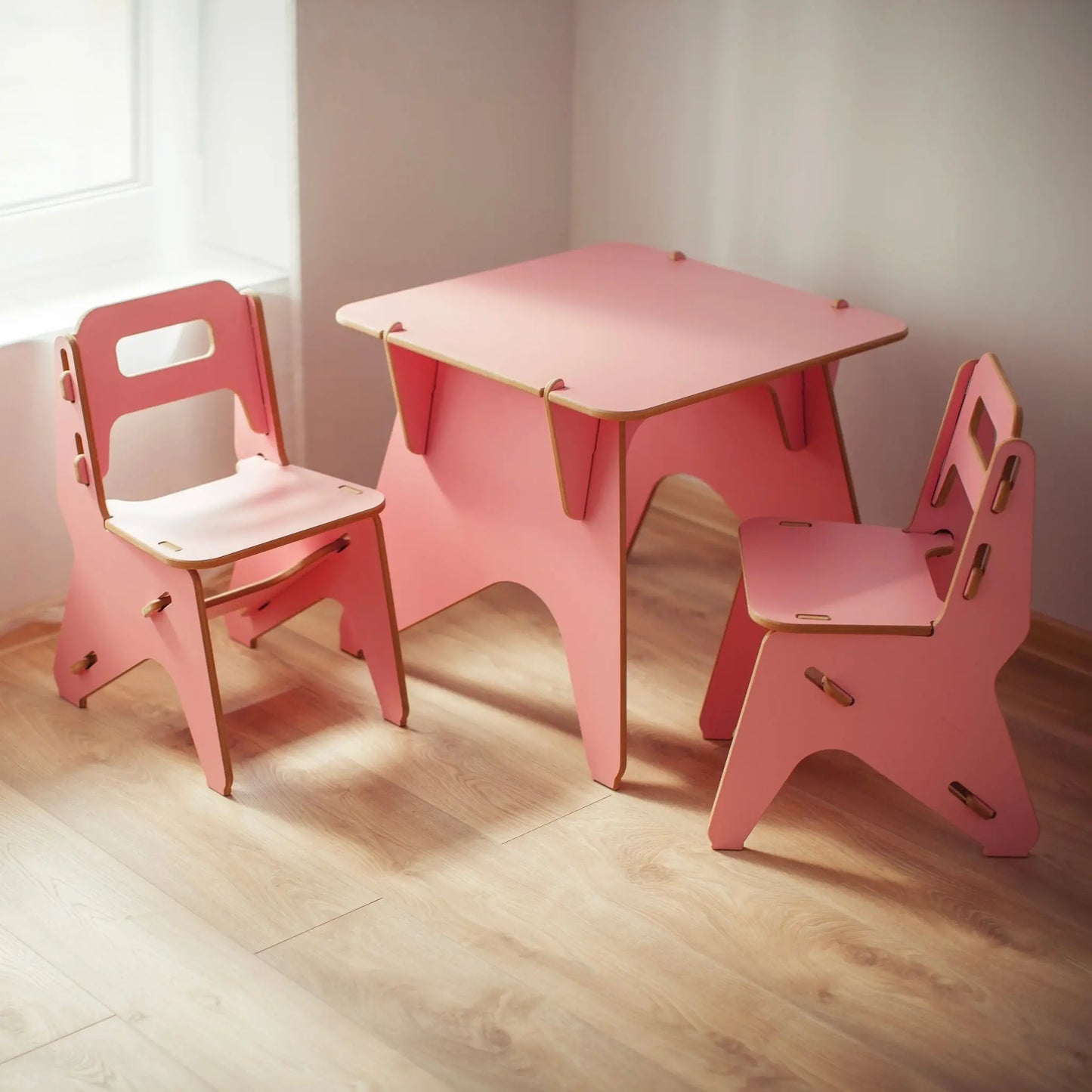 Hiruster/Nando Children Table and Chair Set, flamingo pink.